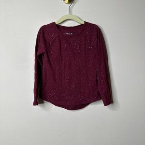 Cat & Jack Burgundy Long Sleeve Sparkle Shirt Girls 5T